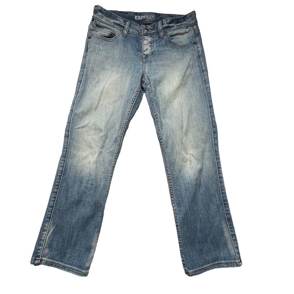 Express Stella Jeans Womens Size 2 Bootcut Low Rise Y2K Faded Stretch Denim